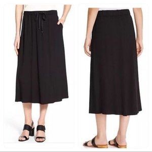 *final markdown* Eileen Fisher Black Jersey Midi Drawstring Skirt NWOT